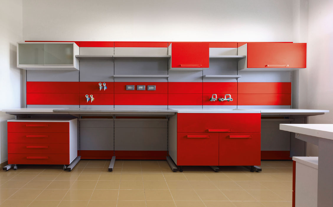 Laboratory  complete furniture red color